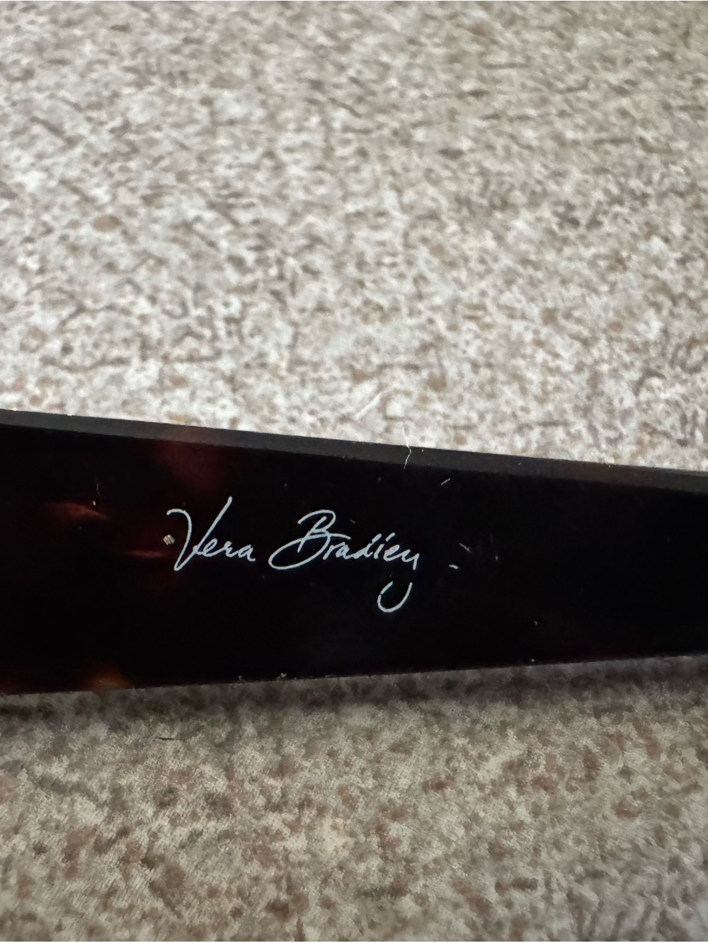 Vera Bradley Dark Tortoiseshell Sunglass Temple with Script Logo